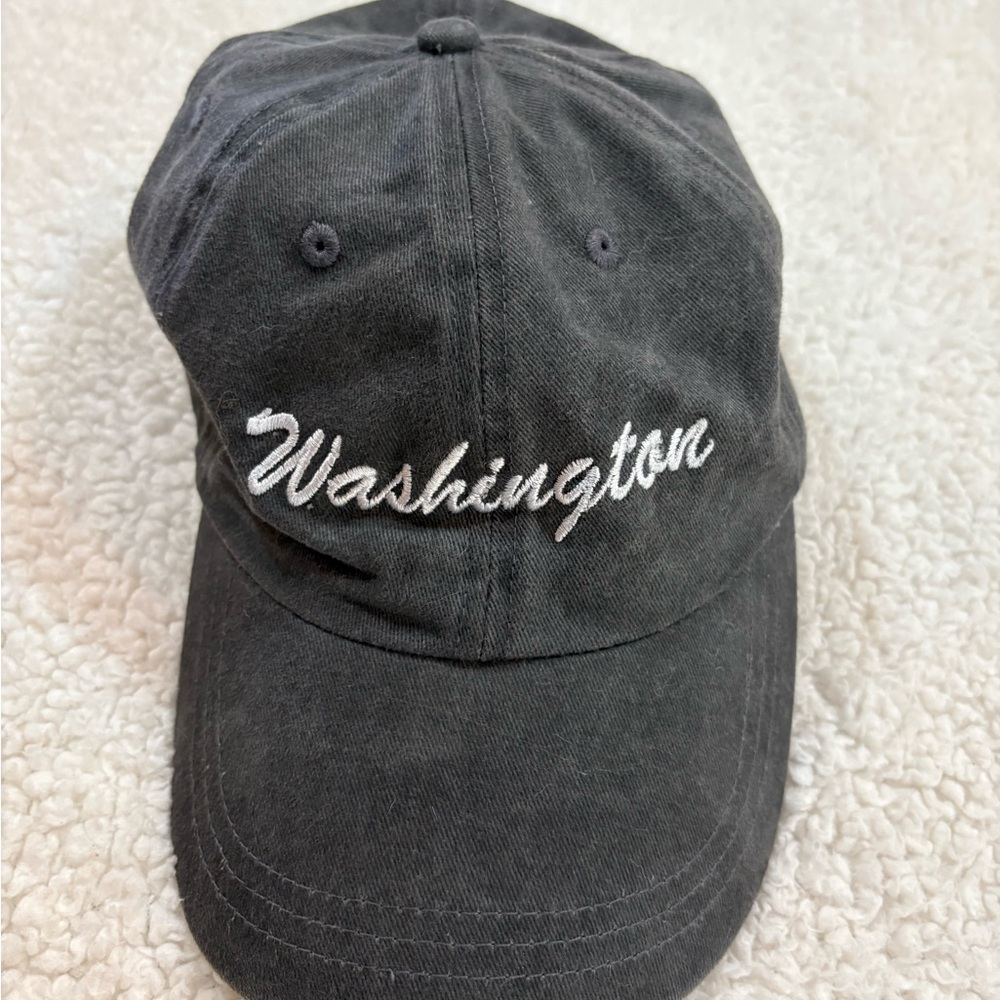 Black Twill Washed Cotton | Washington Embroidered Cap | Unisex